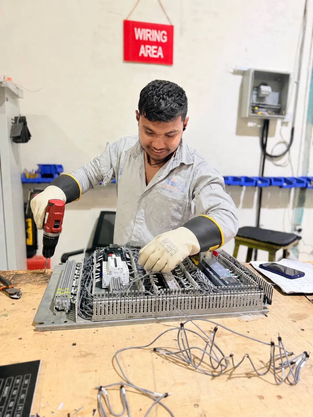 Massive dual-door custom electrical distribution panel built in Kenz workshop